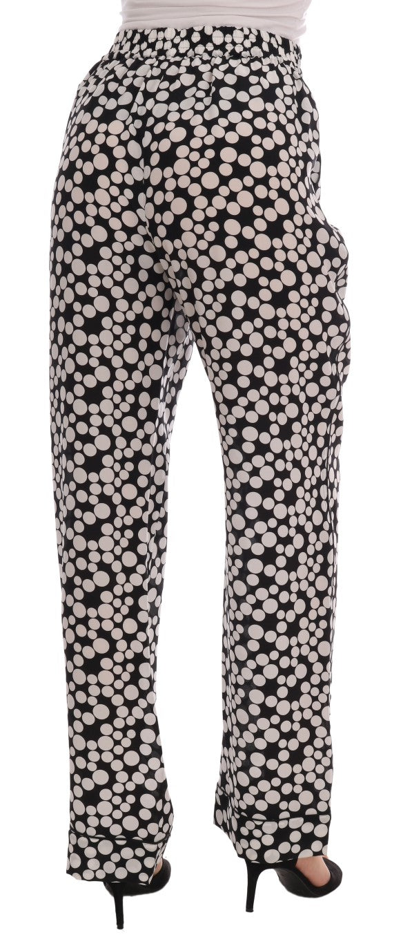 Dolce & Gabbana Elegant Polka Dot Silk High-Waist Pants - The Home of Luxury