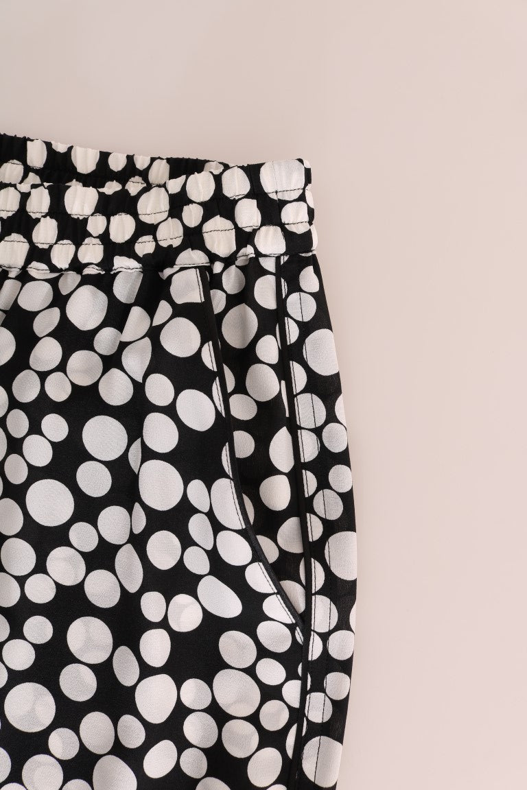 Dolce & Gabbana Elegant Polka Dot Silk High-Waist Pants - The Home of Luxury