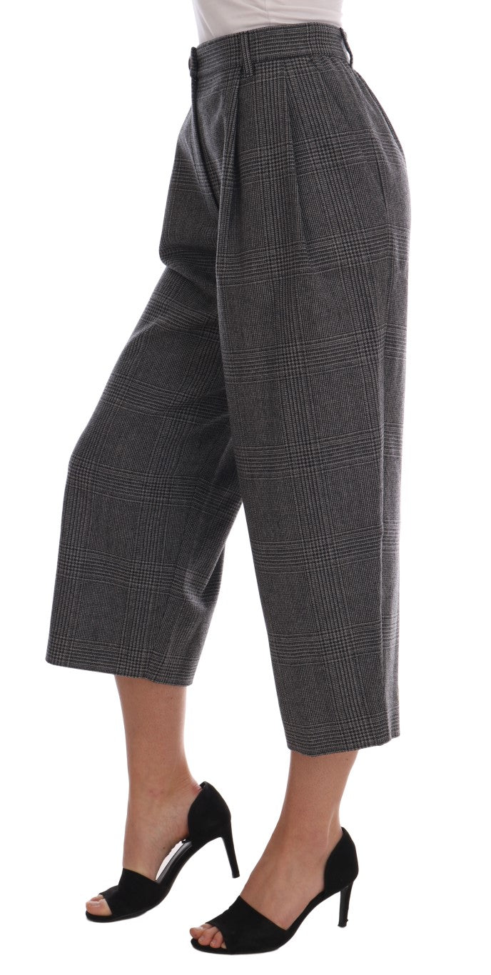 Dolce & Gabbana Elegant Gray Check Capri Wool Pants - The Home of Luxury