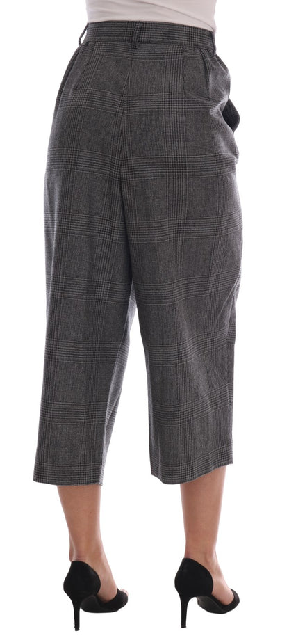 Dolce & Gabbana Elegant Gray Check Capri Wool Pants - The Home of Luxury