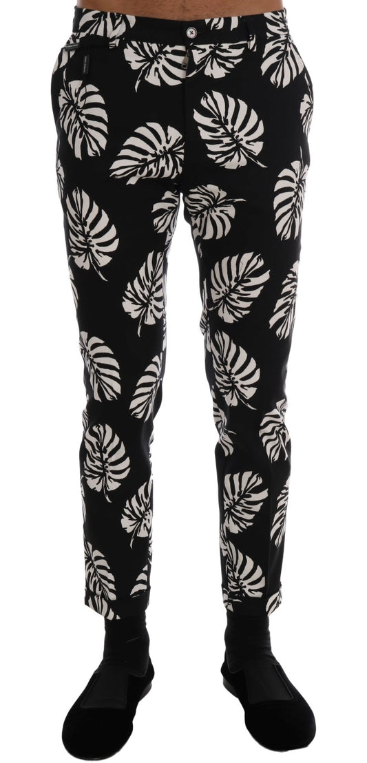 Dolce & Gabbana Slim Fit Leaf Print Ankle Pants - The Home of Luxury