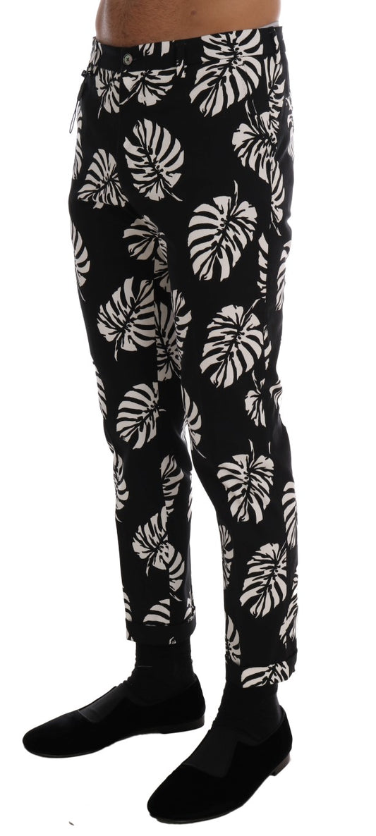 Dolce & Gabbana Slim Fit Leaf Print Ankle Pants - The Home of Luxury