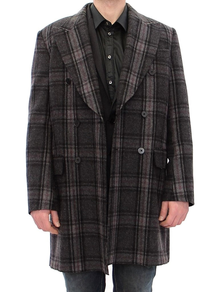 Dolce & Gabbana Sicilia Checkered Wool Blend Coat - The Home of Luxury