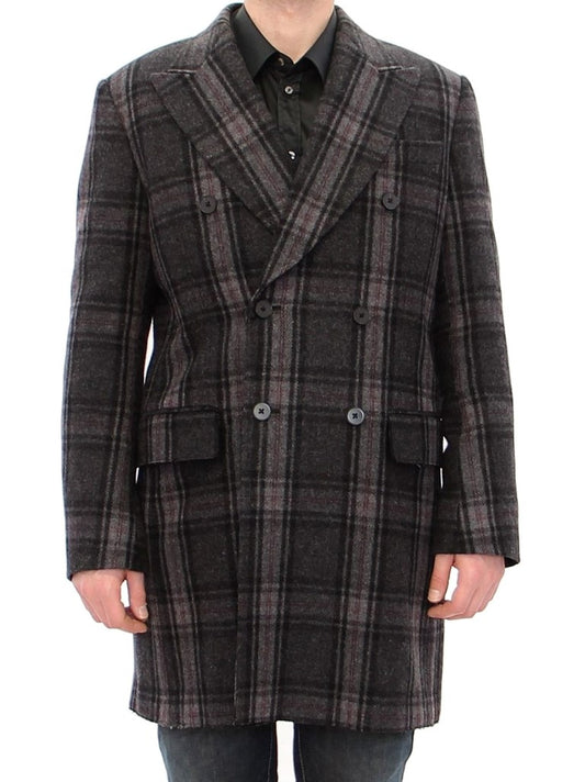 Dolce & Gabbana Sicilia Checkered Wool Blend Coat - The Home of Luxury