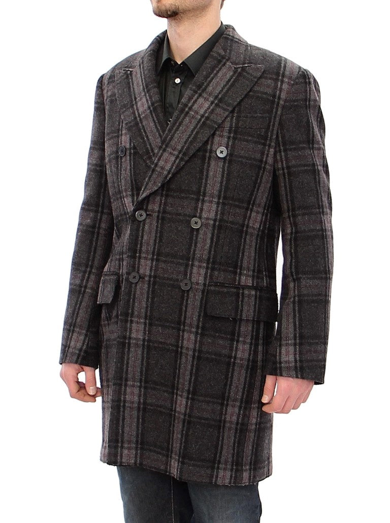 Dolce & Gabbana Sicilia Checkered Wool Blend Coat - The Home of Luxury