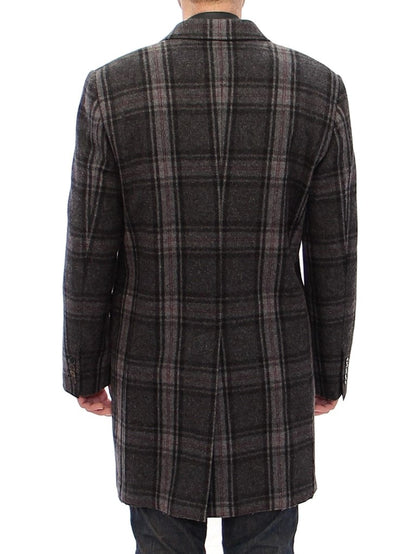 Dolce & Gabbana Sicilia Checkered Wool Blend Coat - The Home of Luxury