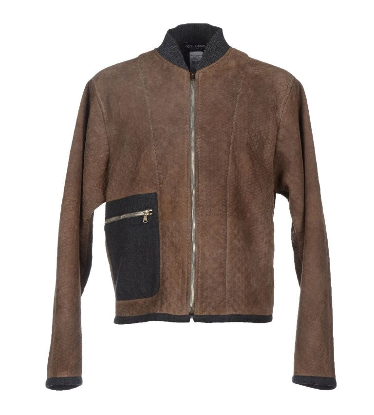 Dolce & Gabbana Elegant Leather & Wool Blend Jacket - The Home of Luxury