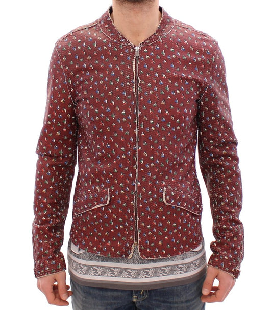 Dolce & Gabbana Exclusive Boxer Print Bordeaux Leather Jacket - The Home of Luxury