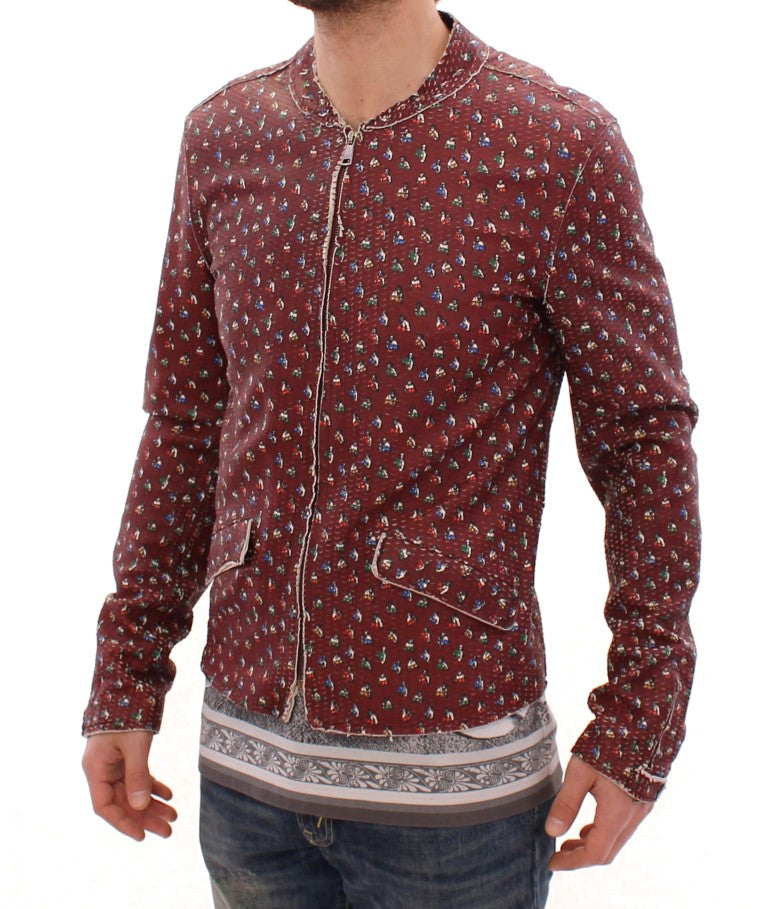 Dolce & Gabbana Exclusive Boxer Print Bordeaux Leather Jacket - The Home of Luxury