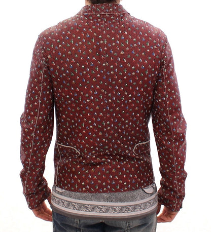 Dolce & Gabbana Exclusive Boxer Print Bordeaux Leather Jacket - The Home of Luxury