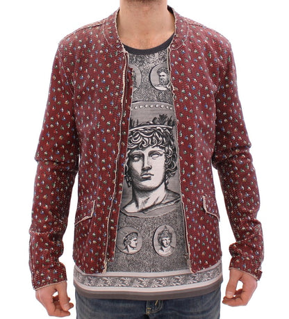 Dolce & Gabbana Exclusive Boxer Print Bordeaux Leather Jacket - The Home of Luxury