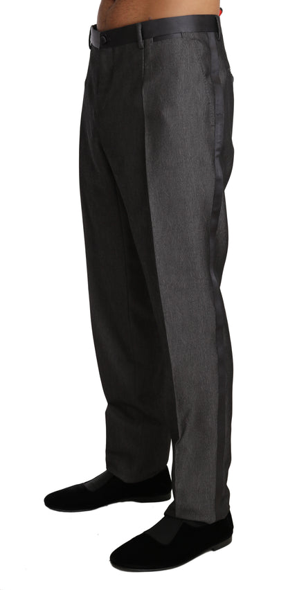 Dolce & Gabbana Elegant Patterned Gray Wool Blend Trousers - The Home of Luxury