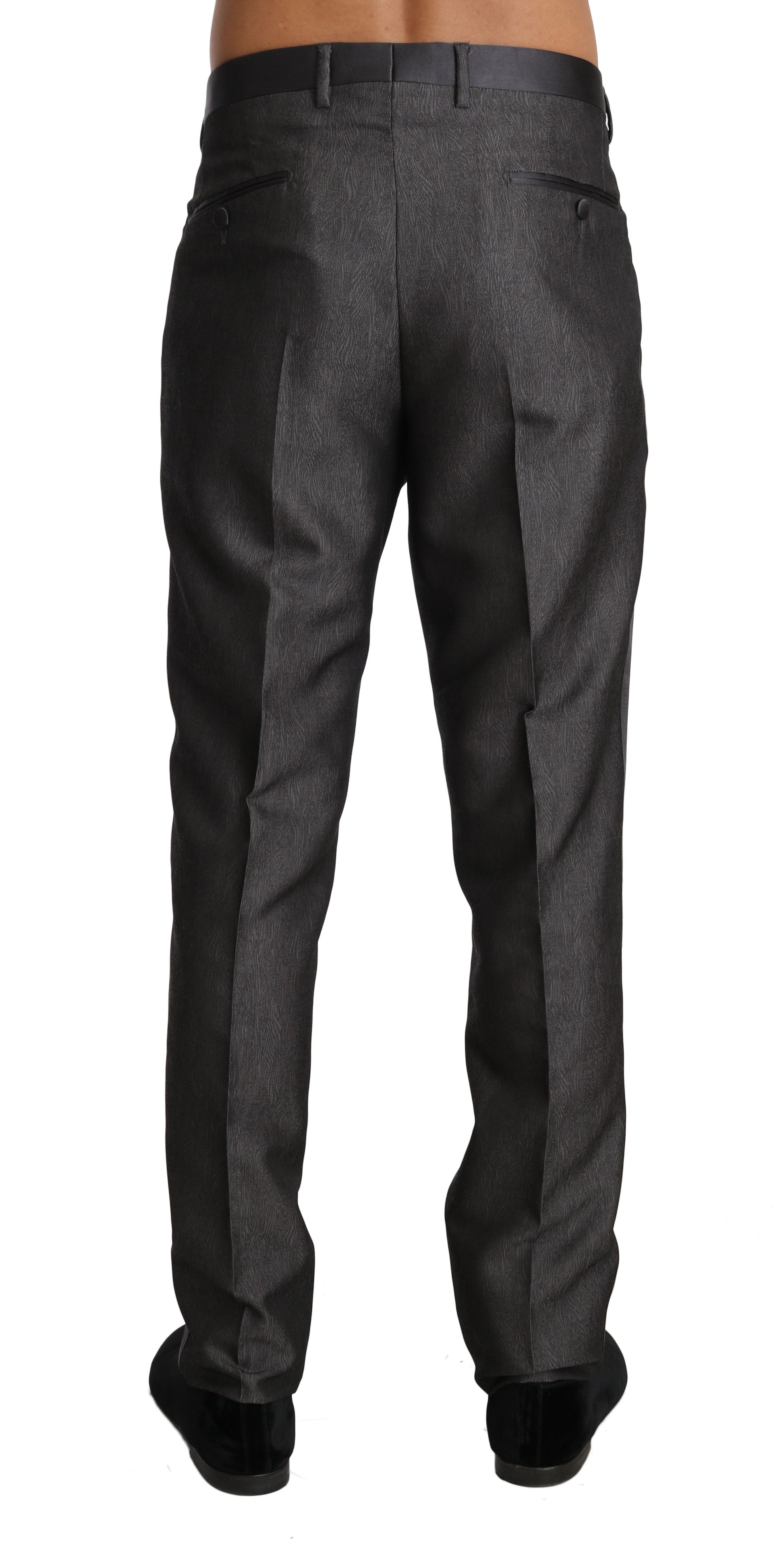 Dolce & Gabbana Elegant Patterned Gray Wool Blend Trousers - The Home of Luxury