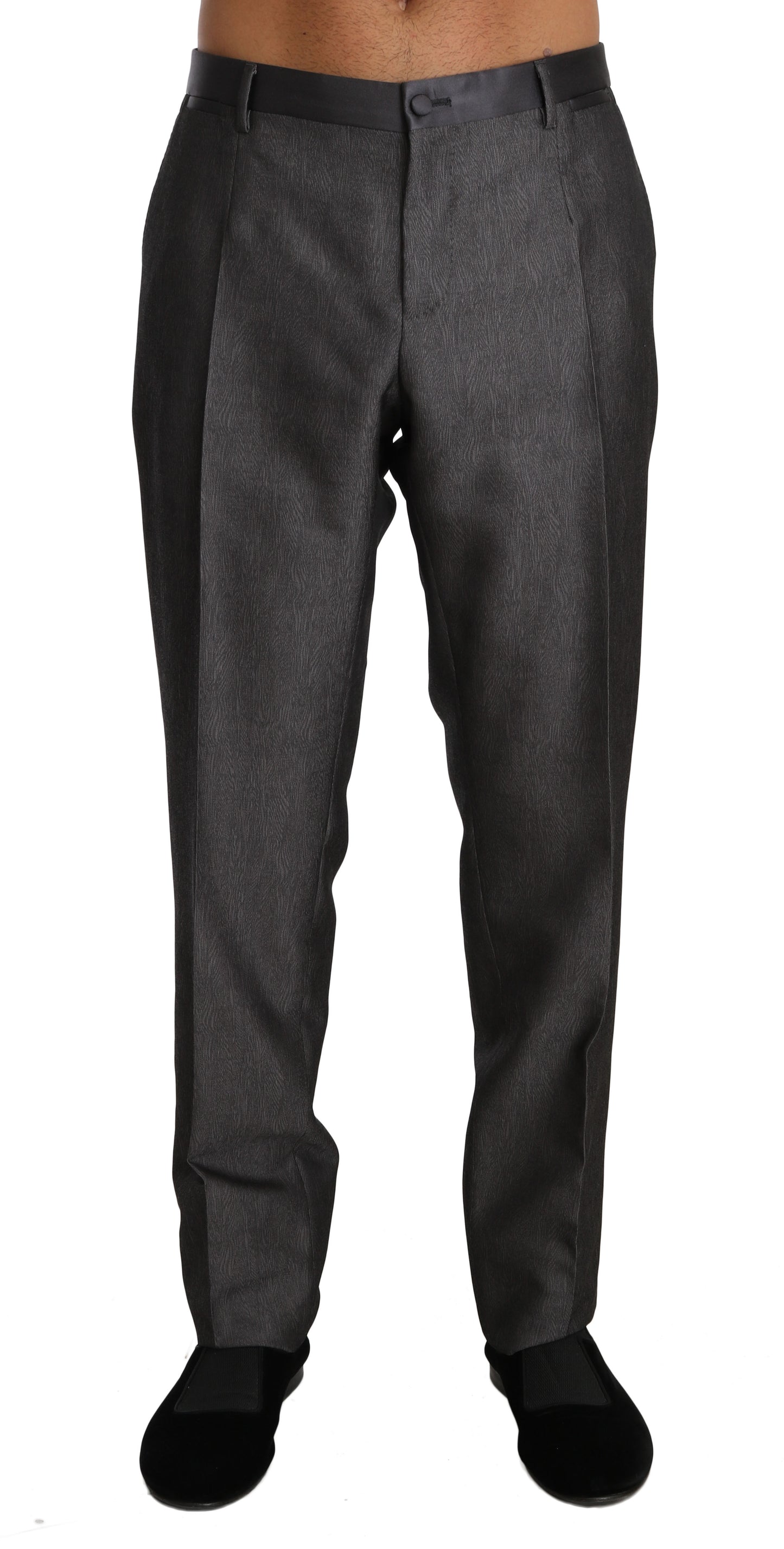 Dolce & Gabbana Elegant Patterned Gray Wool Blend Trousers - The Home of Luxury