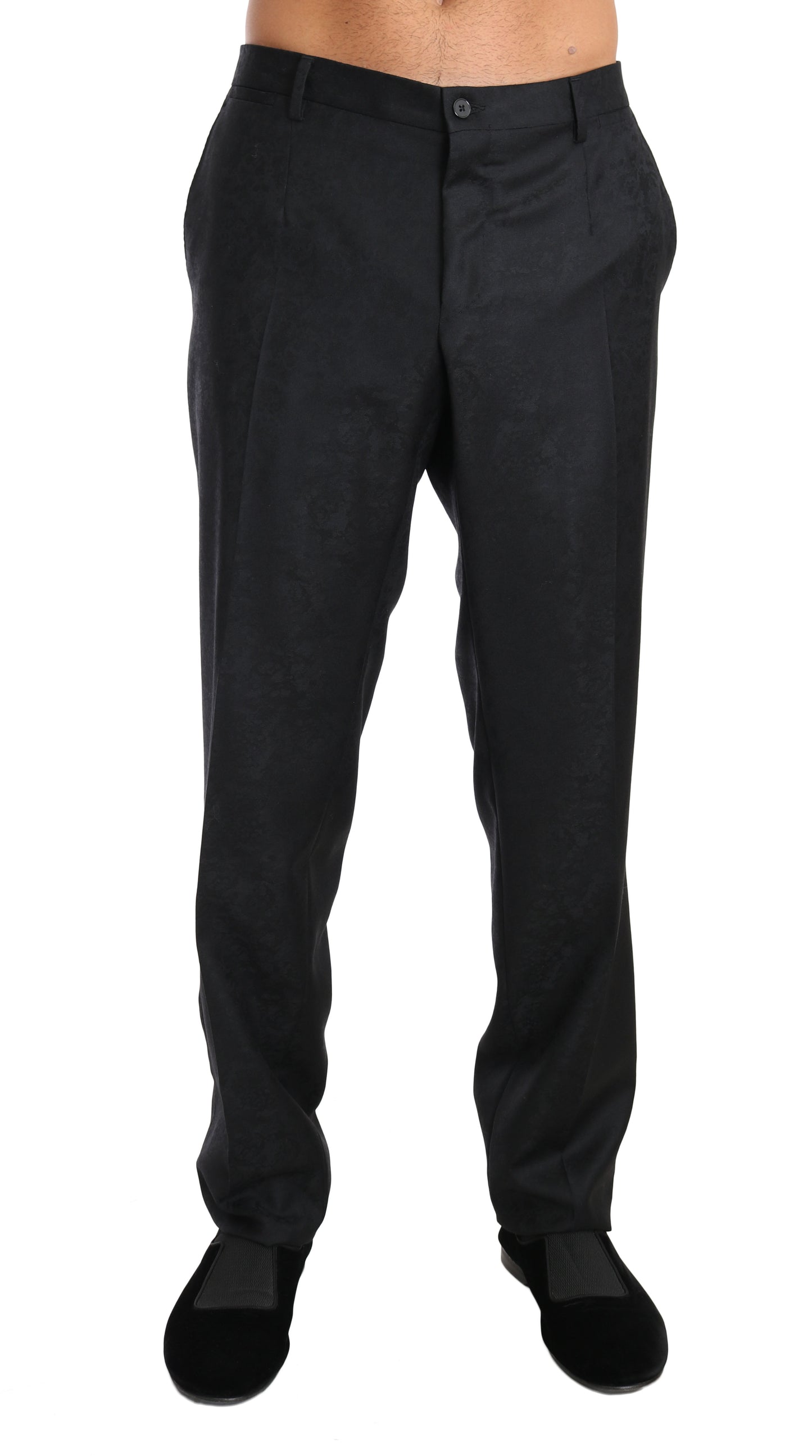 Dolce & Gabbana Elegant Gray Patterned Formal Pants - The Home of Luxury