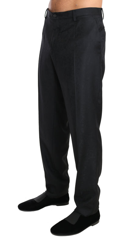 Dolce & Gabbana Elegant Gray Patterned Formal Pants - The Home of Luxury