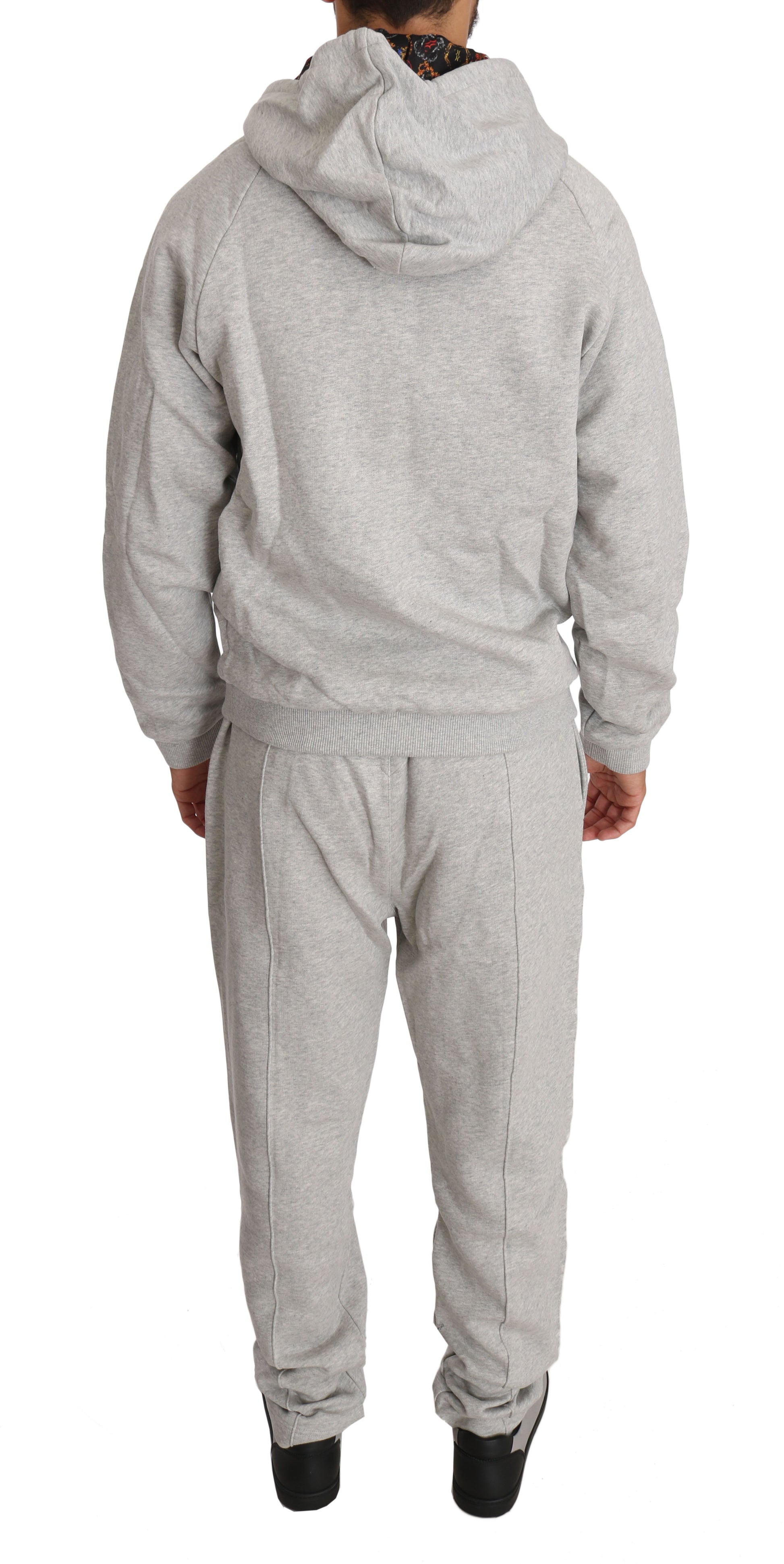 Billionaire Italian Couture Elegant Gray Hooded Sweatsuit Ensemble - The Home of Luxury