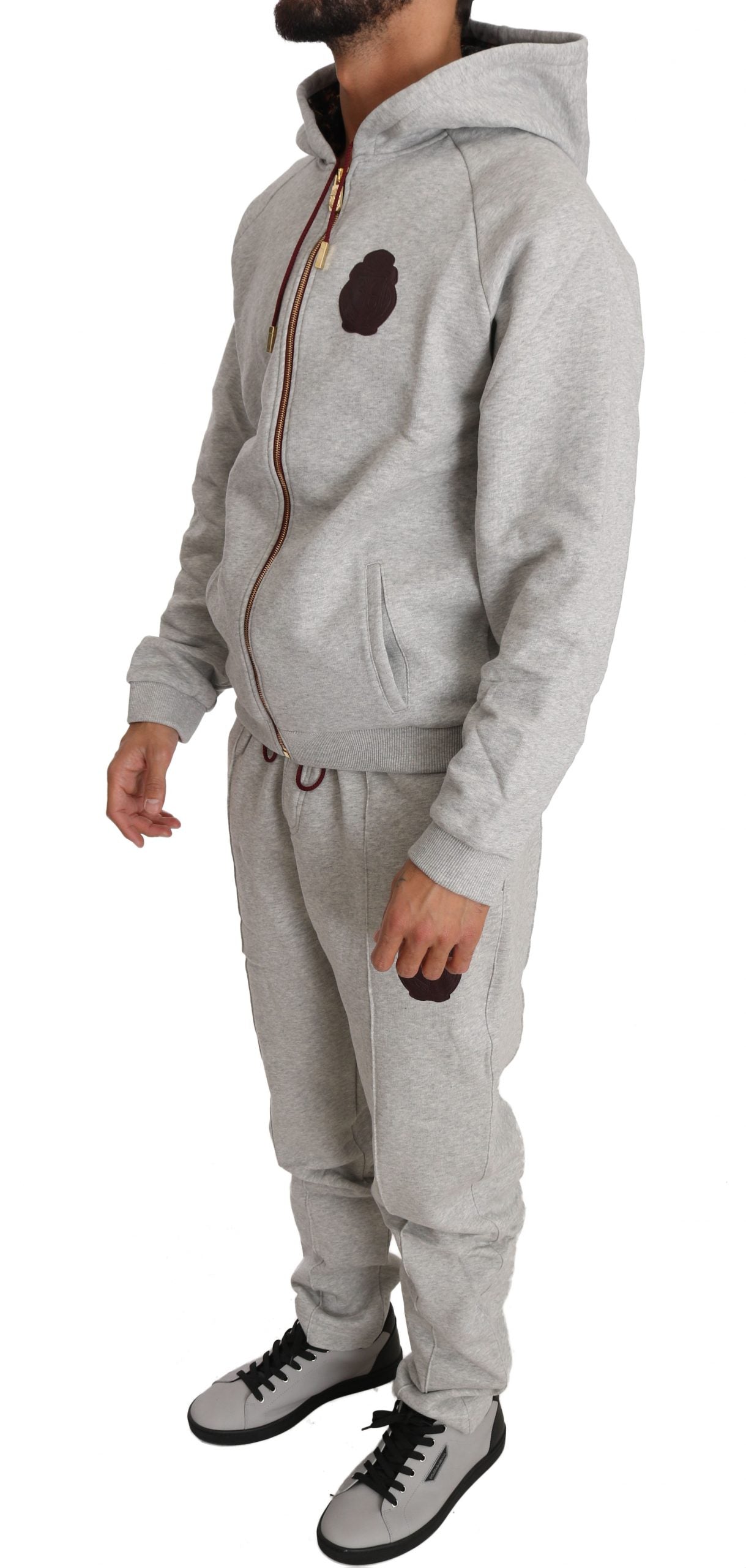 Billionaire Italian Couture Elegant Gray Cotton Sweatsuit Ensemble - The Home of Luxury