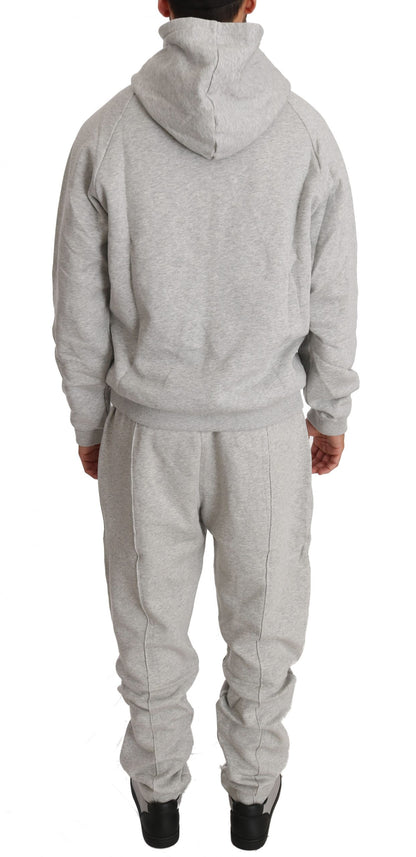 Billionaire Italian Couture Elegant Gray Cotton Sweatsuit Ensemble - The Home of Luxury