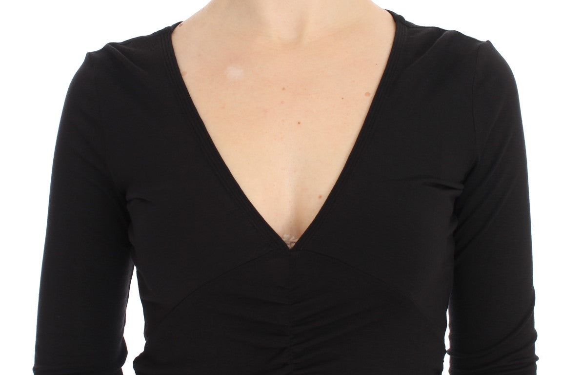 Versace Jeans Elegant V-Neck Black Viscose Blend Sweater - The Home of Luxury