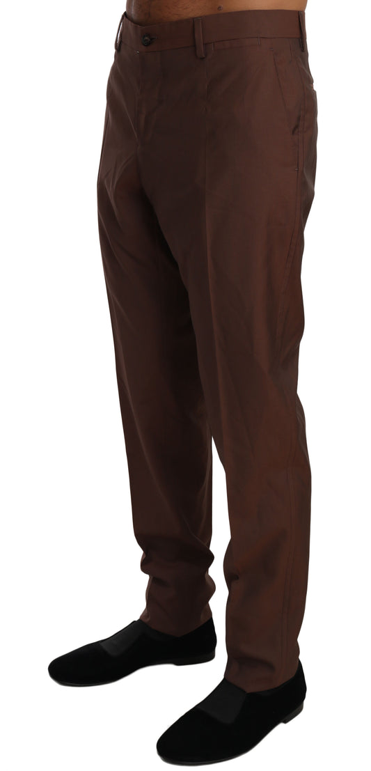 Dolce & Gabbana Elegant Brown Wool-Silk Formal Pants - The Home of Luxury