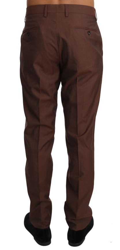 Dolce & Gabbana Elegant Brown Wool-Silk Formal Pants - The Home of Luxury