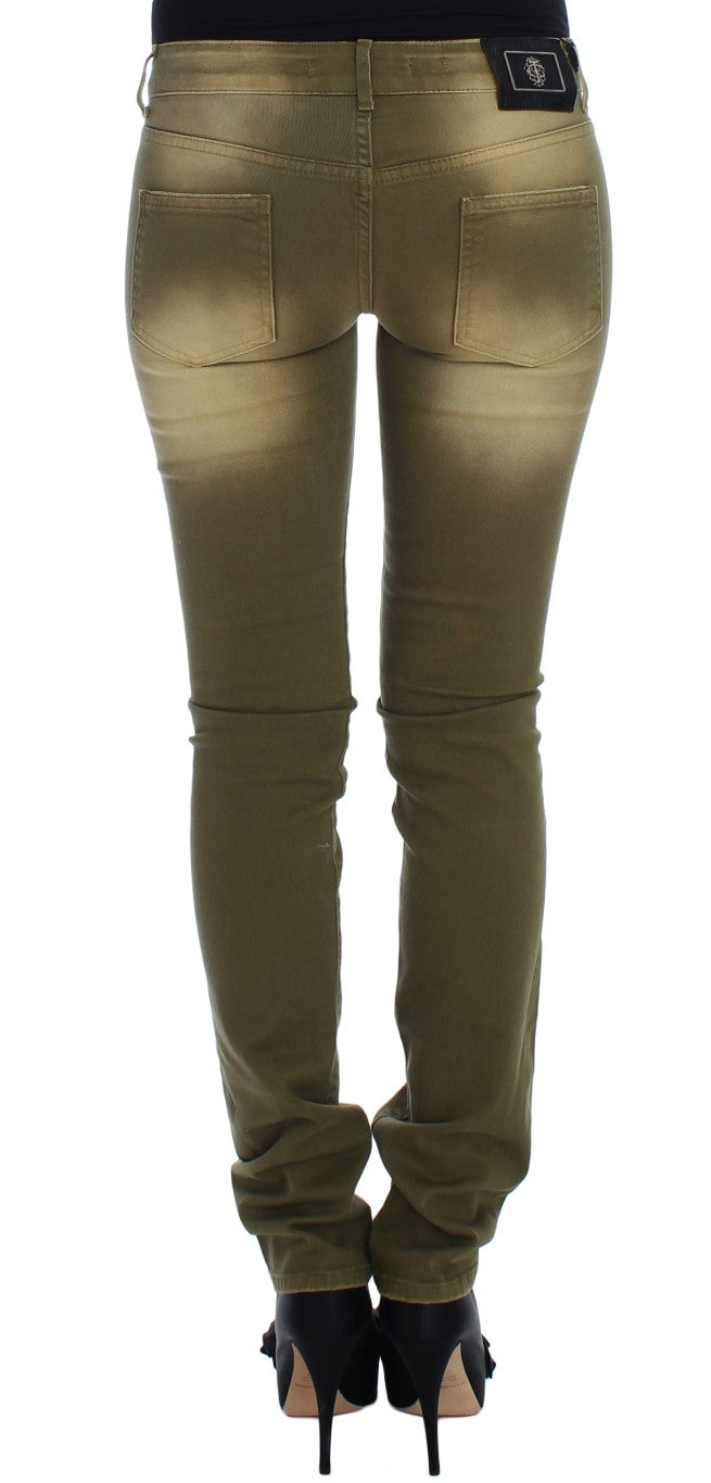 Cavalli Green Slim Fit Cotton Stretch Jeans - The Home of Luxury