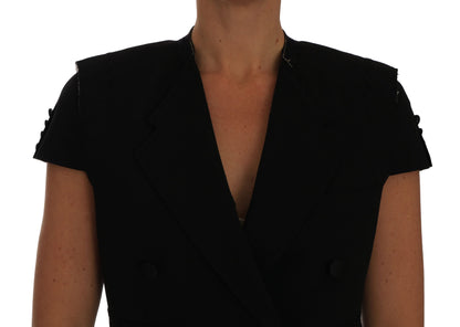 Dolce & Gabbana Chic Black Cropped Blazer Coat - The Home of Luxury