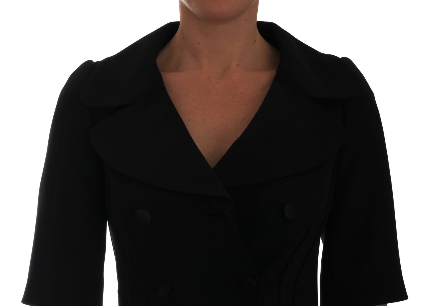 Dolce & Gabbana Chic Black Cropped Double Breasted Blazer - The Home of Luxury