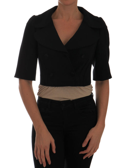 Dolce & Gabbana Chic Black Cropped Double Breasted Blazer - The Home of Luxury