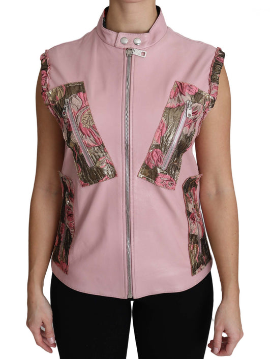 Dolce & Gabbana Stunning Pink Sleeveless Leather Vest - The Home of Luxury