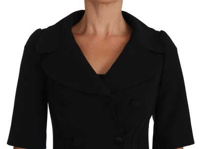 Dolce & Gabbana Elegant Black Cropped Wool Blazer - The Home of Luxury