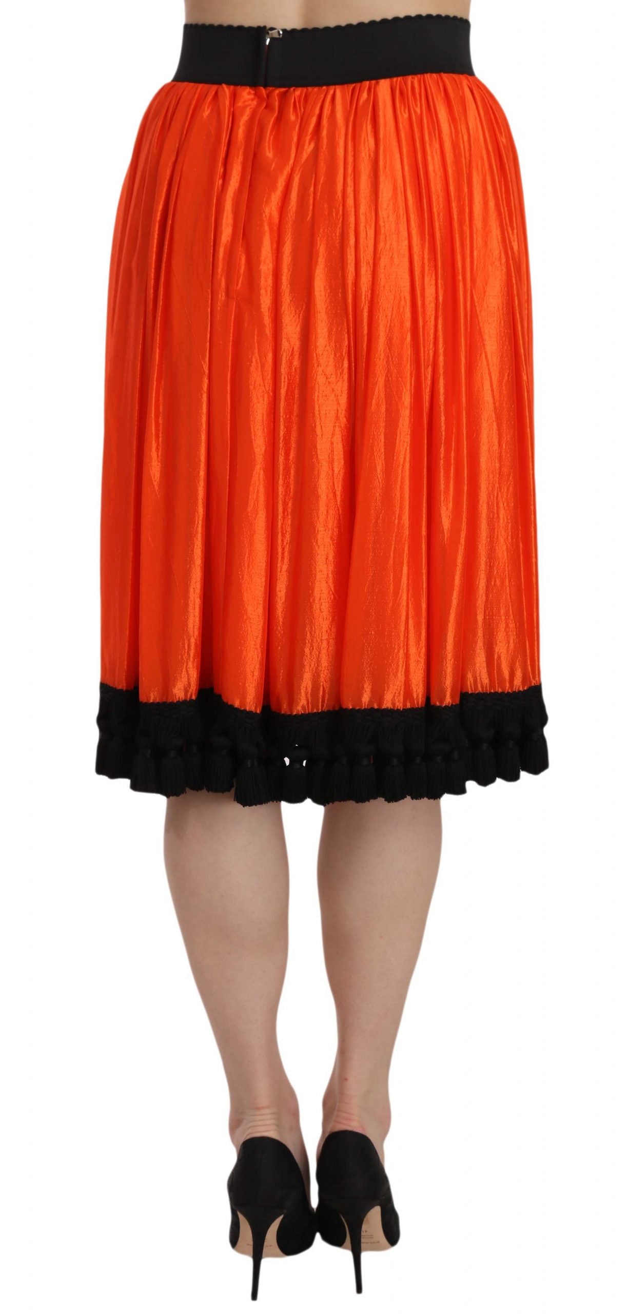 Dolce & Gabbana High-Waist Black & Orange Knee-Length Skirt - The Home of Luxury