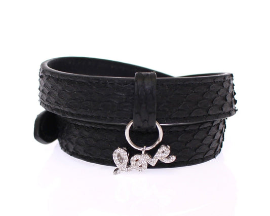 Nialaya Exquisite Black Snakeskin Silver Bracelet - The Home of Luxury