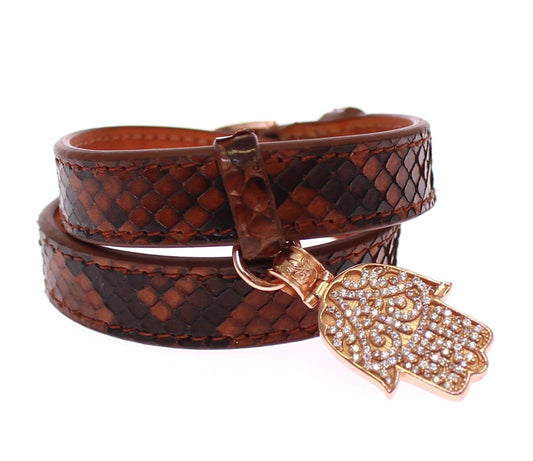 Nialaya Chic Snakeskin Leather & Gold Cuff Bracelet - The Home of Luxury