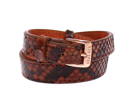 Nialaya Chic Snakeskin Leather & Gold Cuff Bracelet - The Home of Luxury