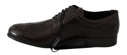 Dolce & Gabbana Elegant Brown Leather Oxford Flats - The Home of Luxury