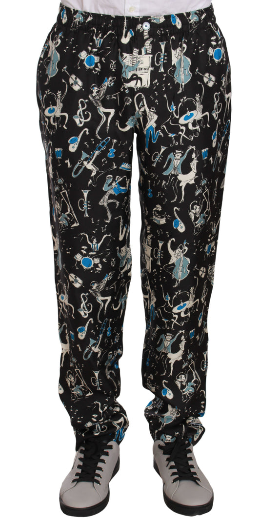 Dolce & Gabbana Elegant Silk Lounge Pants with Unique Print - The Home of Luxury