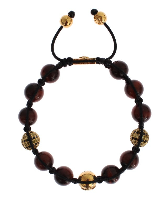 Nialaya Radiant Red Tiger Eye & CZ Gold Bracelet - The Home of Luxury