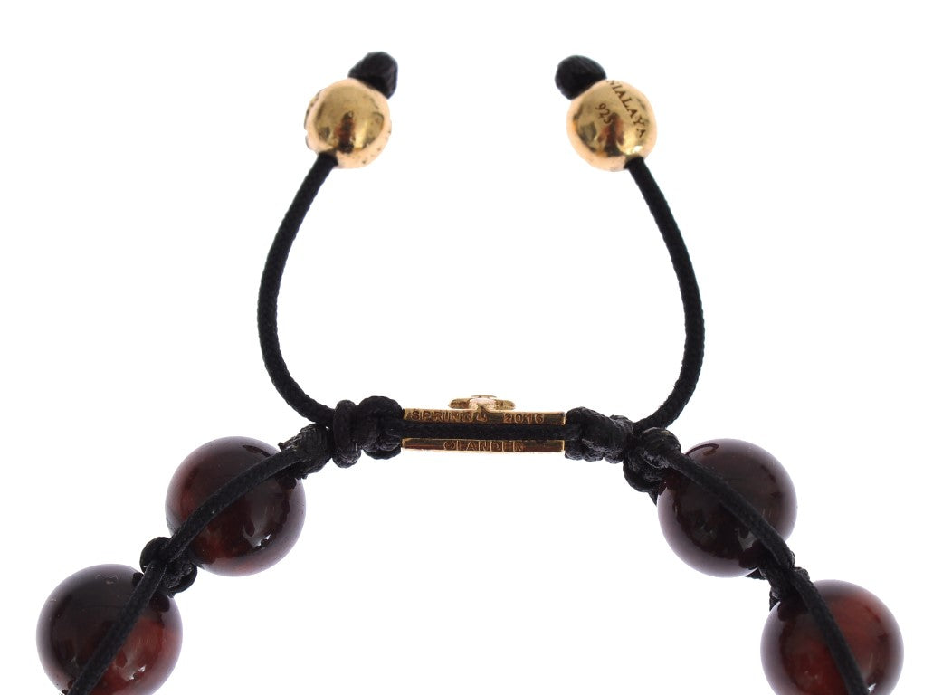 Nialaya Radiant Red Tiger Eye & CZ Gold Bracelet - The Home of Luxury