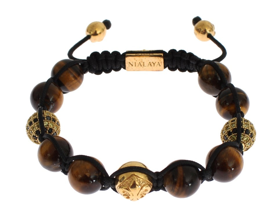 Nialaya Chic Multicolor CZ & Tigers Eye Bracelet - The Home of Luxury