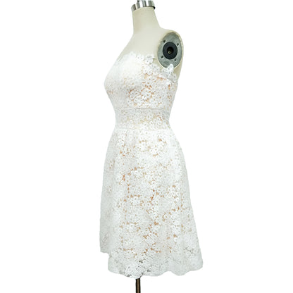 Women's White Floral Wrapped Chest Evening Dress - MA